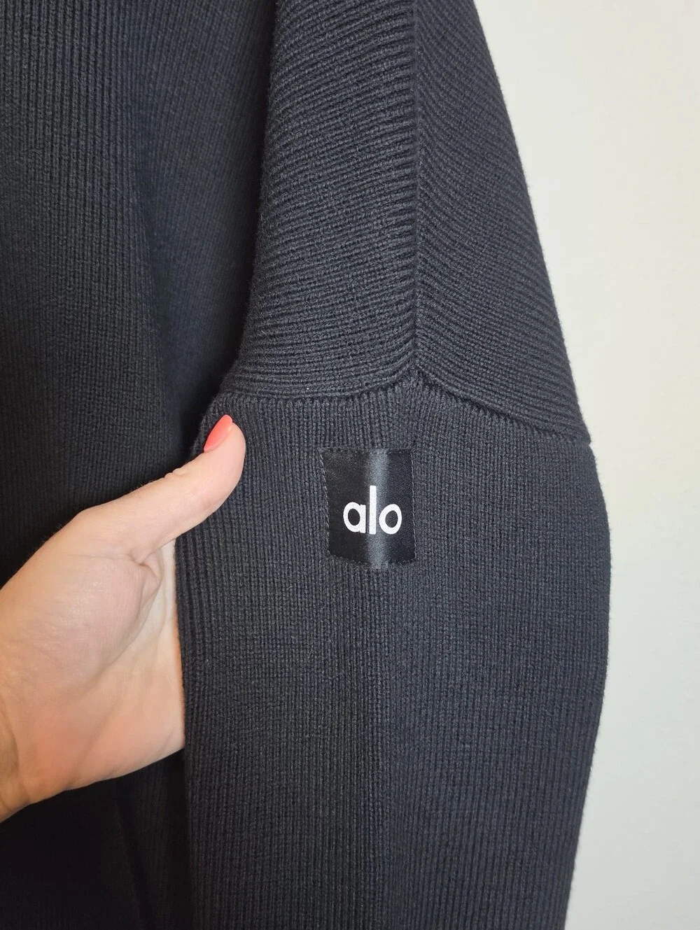 ​ALO Yoga Black Scholar Hooded Sweater XL Knit Athleisure Hoodie